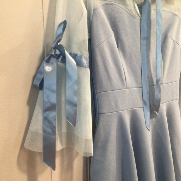 Cosplay Fantasy Dress Blue Coquette XS Bows - Picture 5 of 5
